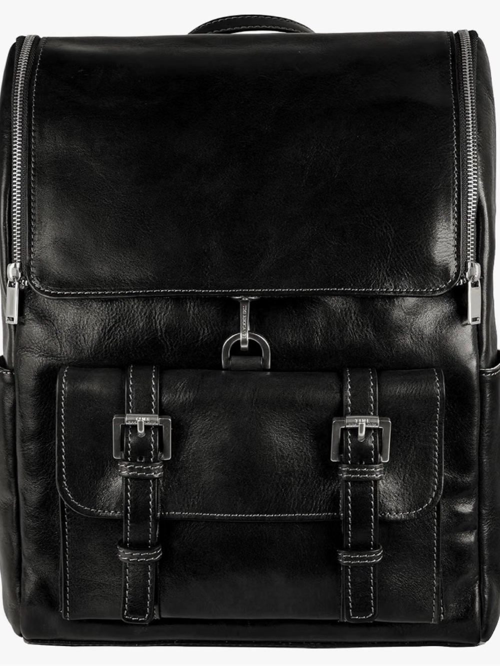LIKE NEW Men's Black Leather Backpack - Classic Travel Rucksack